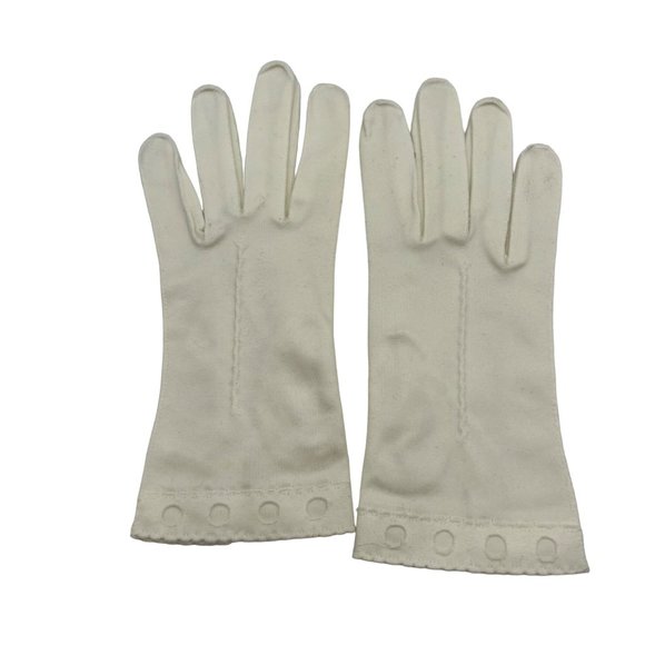 Vintage Womens Day Glove White Double Woven Size 6 1960s 8.5 in Long - Picture 2 of 5